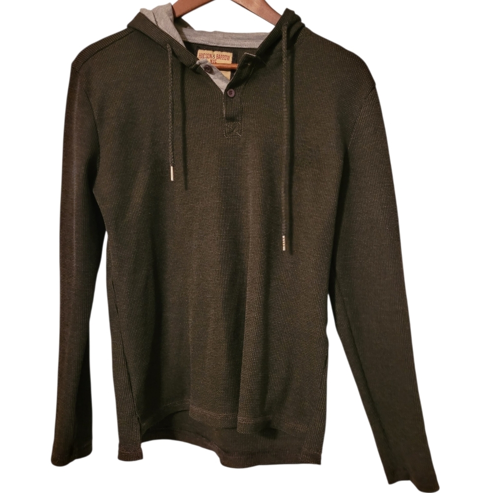 Hudson & Barrow NYC Waffle Knit Hooded Sweater Size Medium